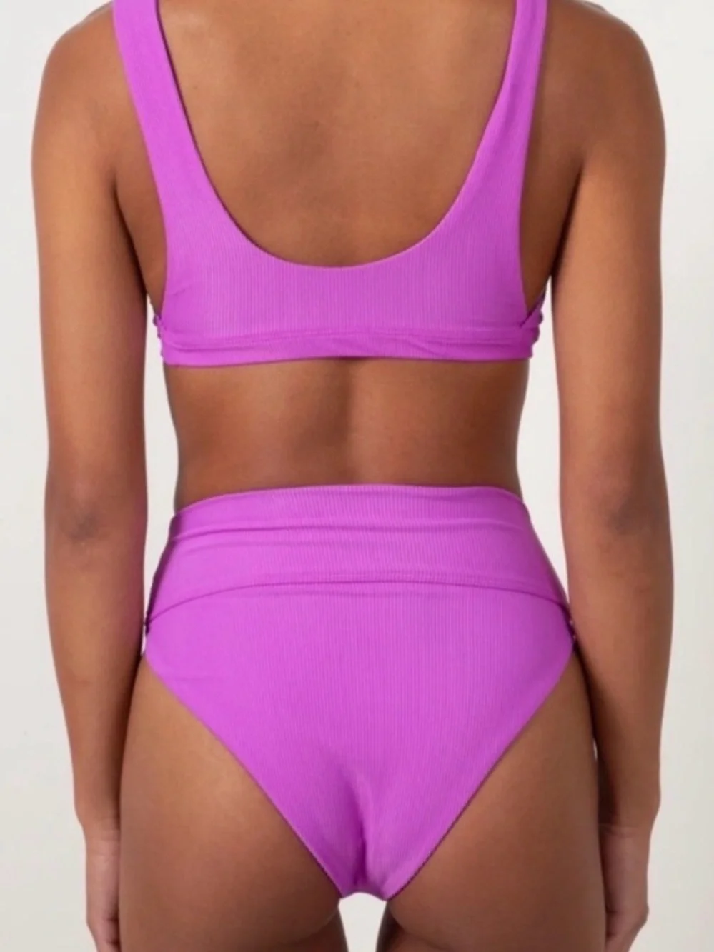 Beach Riot Scoop Neck Top & High Waist Bikini Bottom Set Size Large Purple - Picture 2 of 9